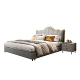 Curving Premium Upholstered Bed in Suede | Modern Designer Bed - Luxe Maple