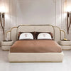Vivo Premium Upholstered Bed With Side Tables in Suede - Luxe Maple