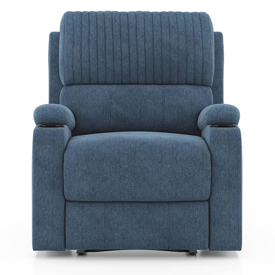 Daw Fabric One Seater Manual Recliner In Blue - Luxe Maple