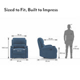 Daw Fabric One Seater Manual Recliner In Blue - Luxe Maple