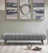 Foster Straight Bench in Grey Suede- Luxe Maple