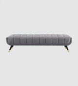 Foster Straight Bench in Grey Suede- Luxe Maple - Luxe Maple