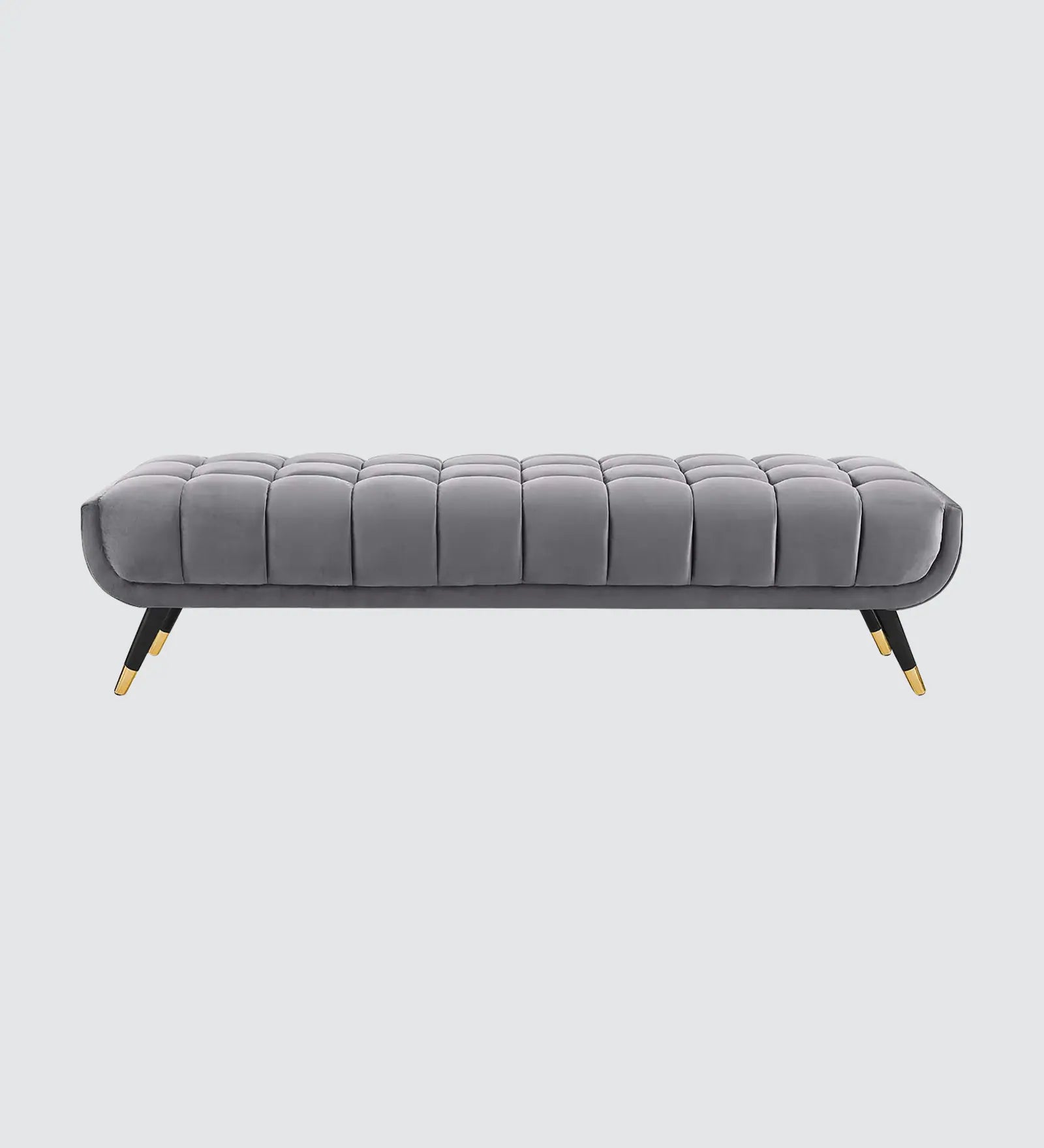 Foster Straight Bench in Grey Suede- Luxe Maple - Luxe Maple
