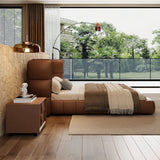 Grandeur Premium Upholstered Bed in Leatherette | Premium Bed - Luxe Maple