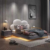 Sweet Cloud Upholstered Luxury Bed In Leatherette - Luxe Maple