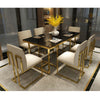 London Luxury Dining Table in Suede - Luxe Maple