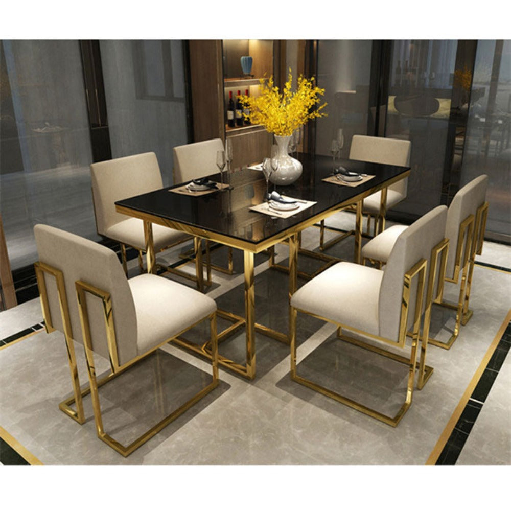 London Luxury Dining Table in Suede - Luxe Maple