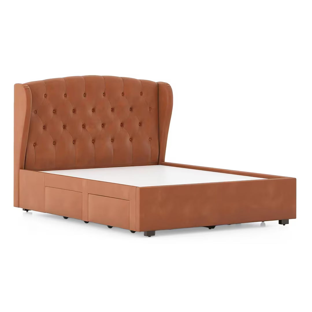 Homely Upholstered Beds In Leatherette - Luxe Maple