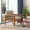 Jackson Wooden Sofa Set in Beige Suede - Luxe Maple - Luxe Maple