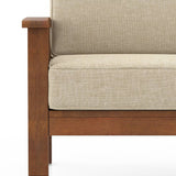Jackson Wooden Sofa Set in Beige Suede - Luxe Maple - Luxe Maple