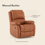 Lebo Premium Leatherette On Seater Manual Recliners In Tan - Luxe Maple