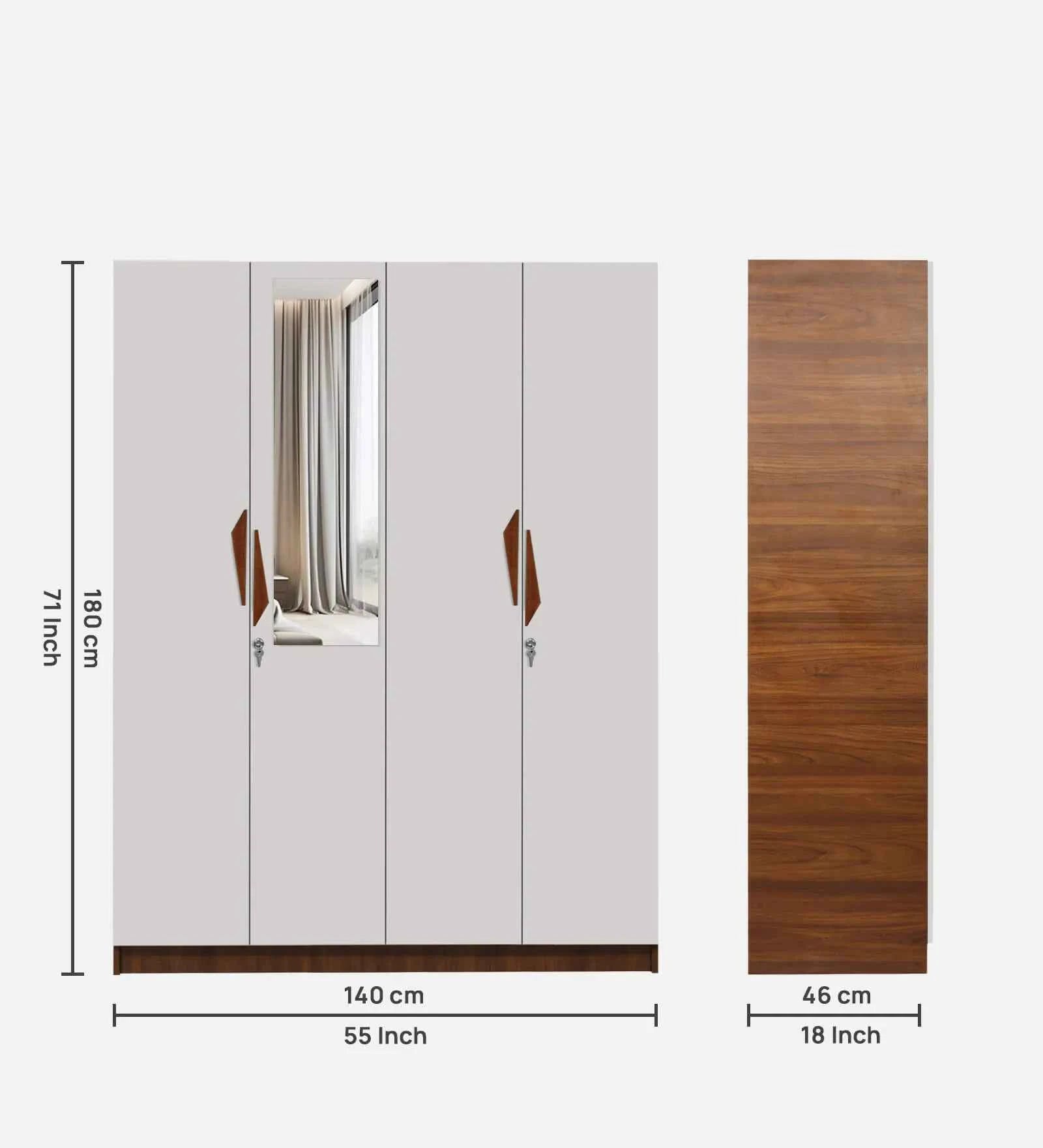 Lexus 4 Door Wardrobe In White & Walnut - Luxe Maple
