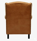 Lord Leather Chesterfield Wing Chair In Tan - Luxe Maple