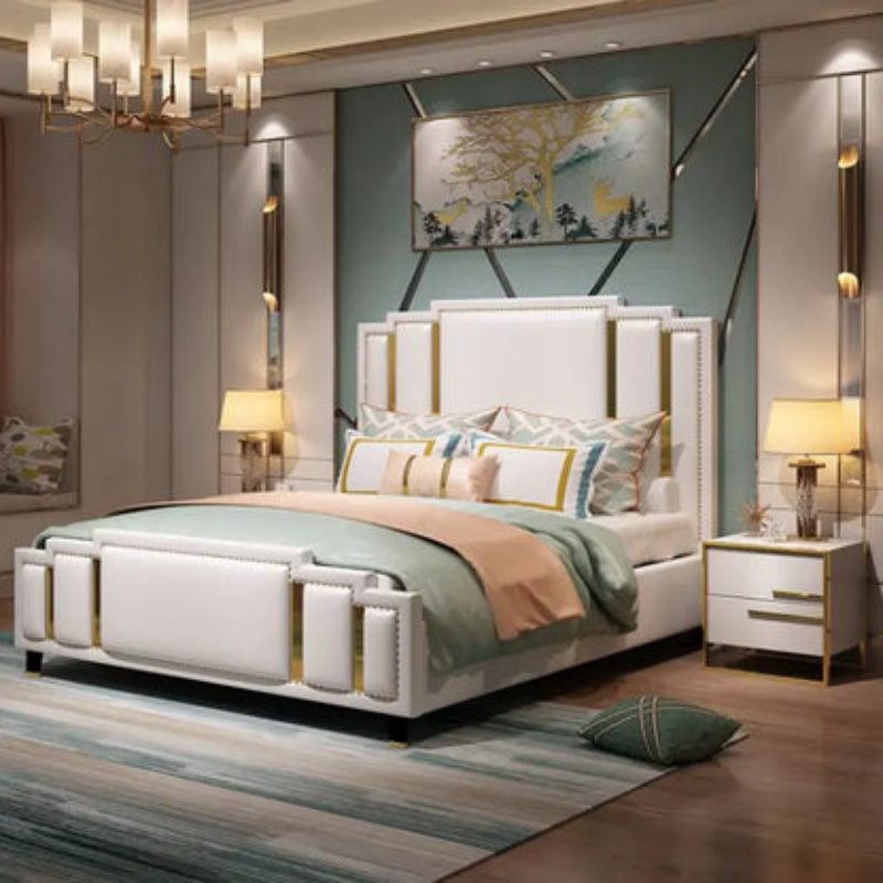 Luxter Premium Upholstered Bed in Leatherette | Designer Bed - Luxe Maple