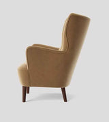 Marco Wing Chair In Brown Suede - Luxe Maple