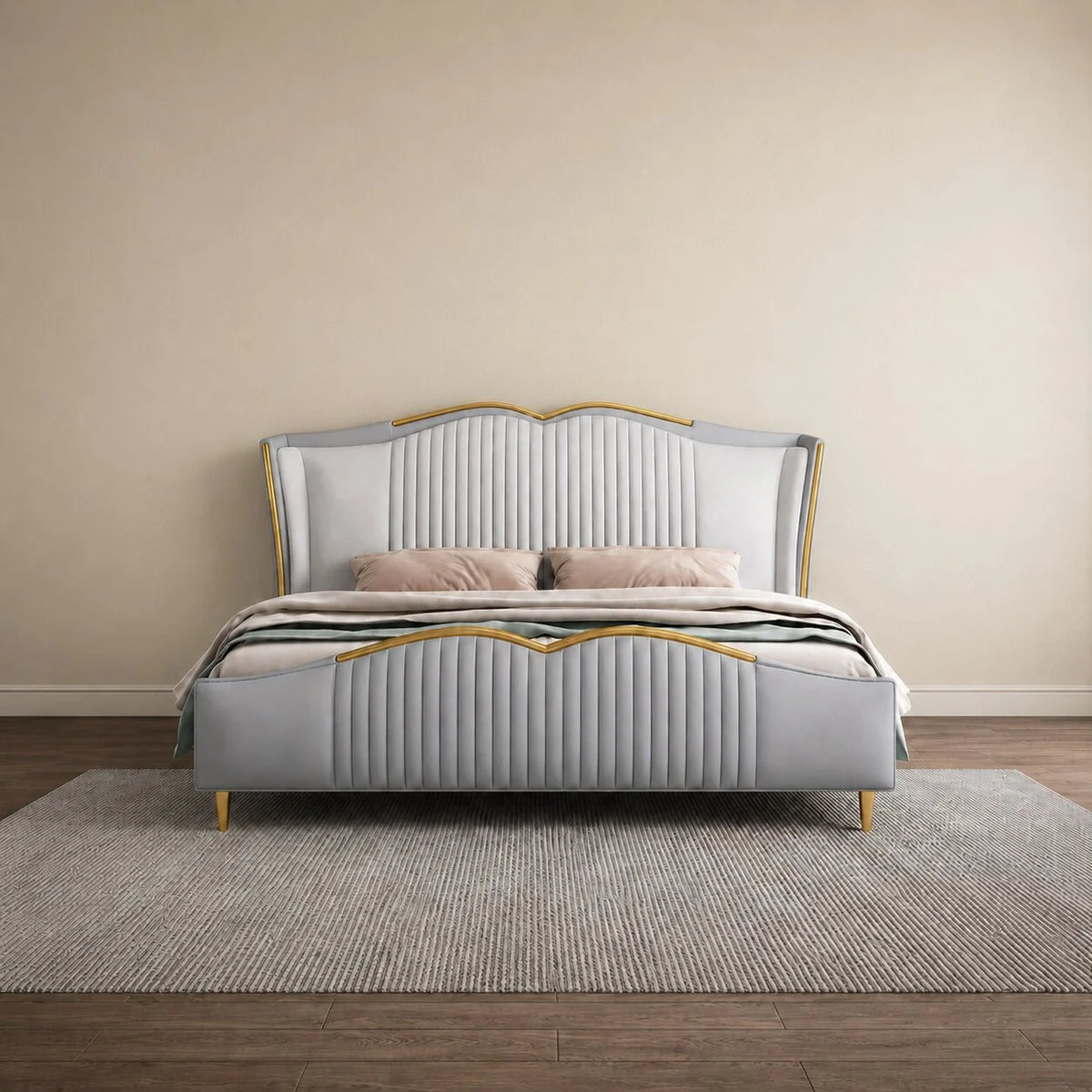 Marco Luxury Upholstered Bed In Suede