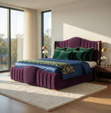 Mario Luxury Upholstered Bed in Suede | Premium Bedroom Bed - Luxe Maple