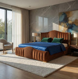 Mario Luxury Upholstered Bed in Suede | Premium Bedroom Bed - Luxe Maple