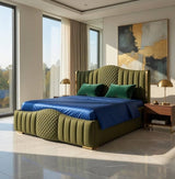Mario Luxury Upholstered Bed in Suede | Premium Bedroom Bed - Luxe Maple