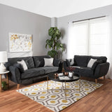 Baxton Straight Line Sofa Set in Suede - Luxe Maple