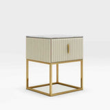 Mexican Side Table With Marble Top & Stainless Steel Base