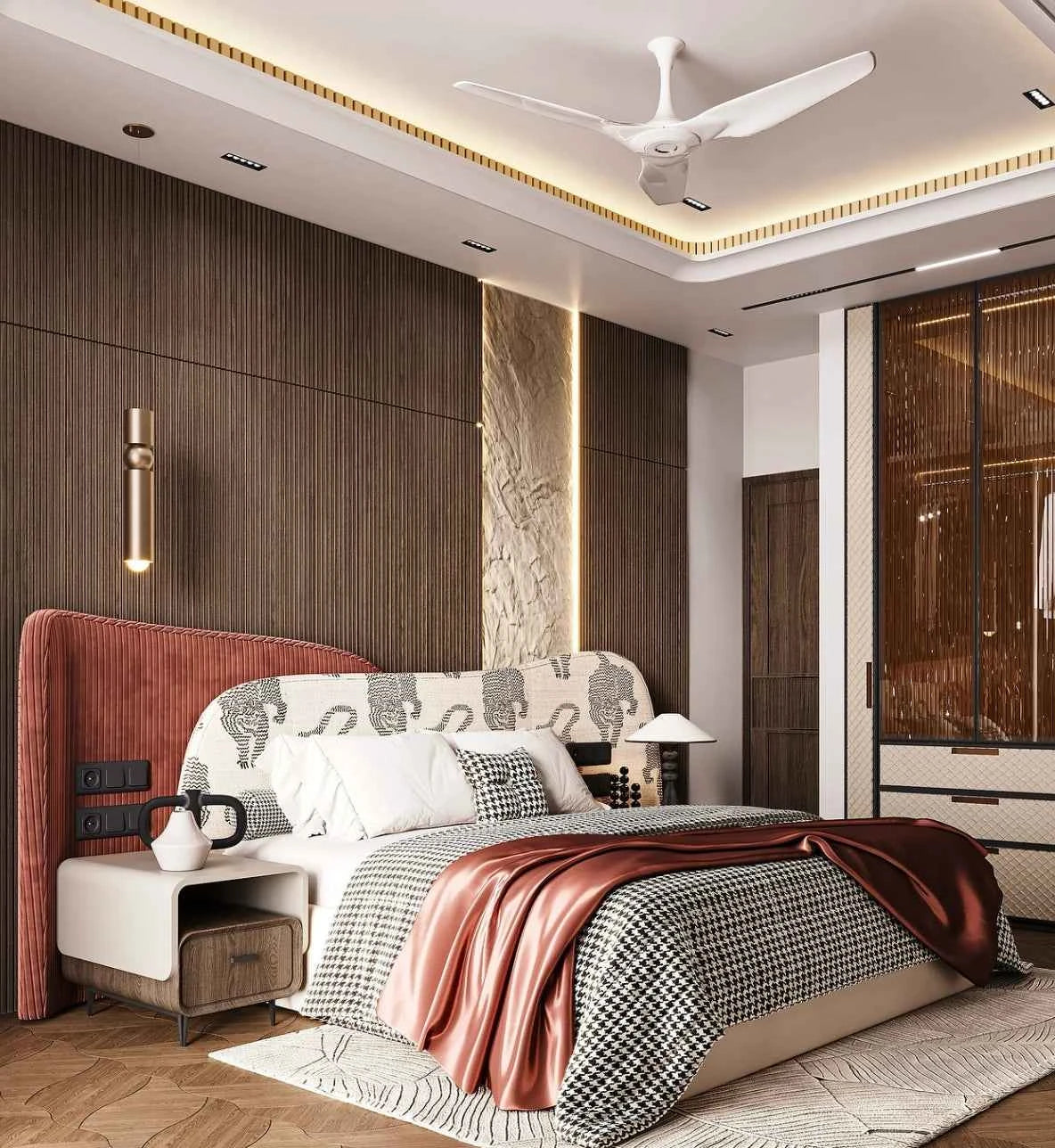 Moraco Premium Upholstered Bed In Suede With Side Tables