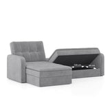 Peacker 3 Seater Sofa Cum Bed In Grey - Luxe Maple
