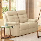 Raphel Leatherette Two Seater Manual Recliner In Off White - Luxe Maple