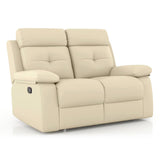 Raphel Leatherette Two Seater Manual Recliner In Off White - Luxe Maple