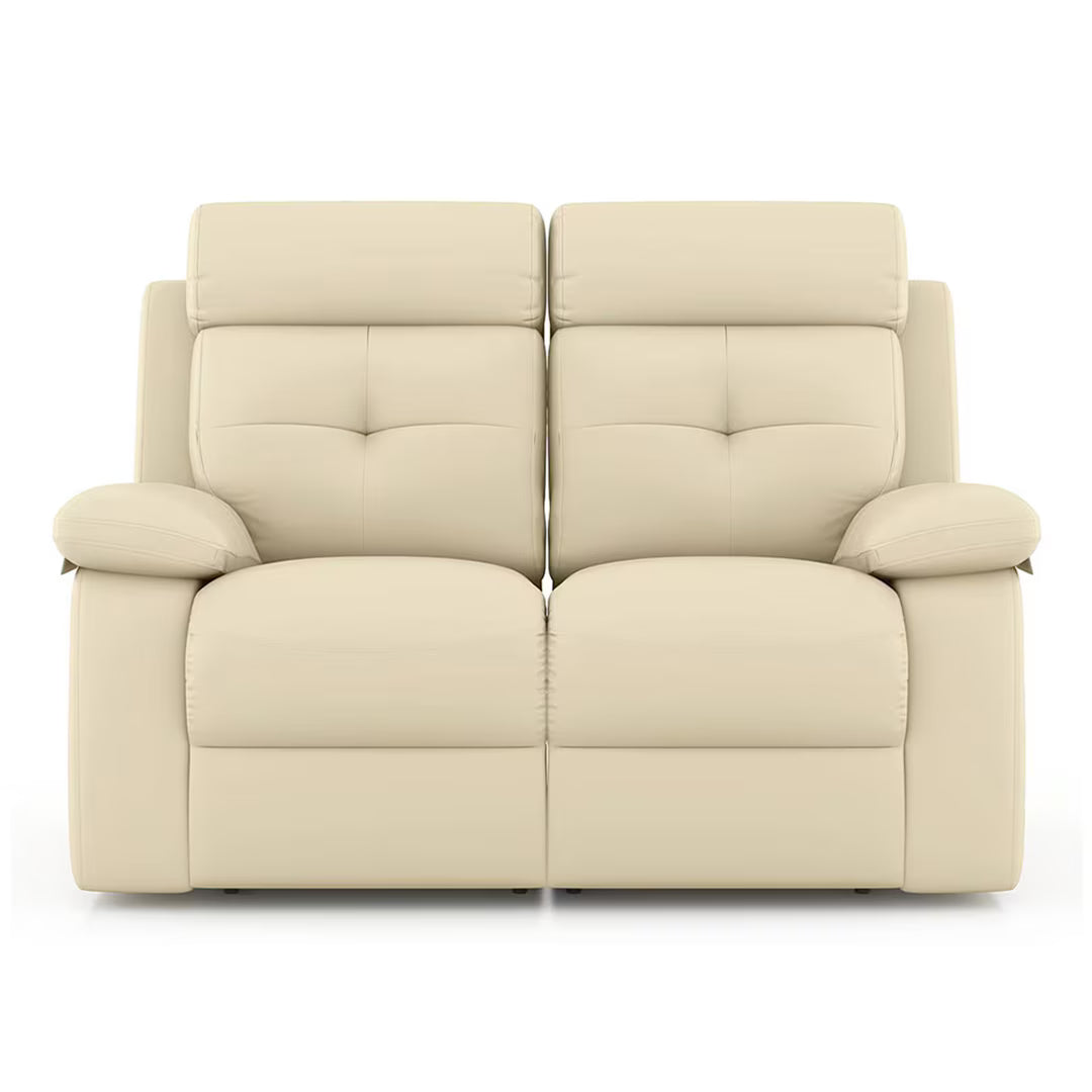 Raphel Leatherette Two Seater Manual Recliner In Off White - Luxe Maple