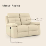 Raphel Leatherette Two Seater Manual Recliner In Off White - Luxe Maple