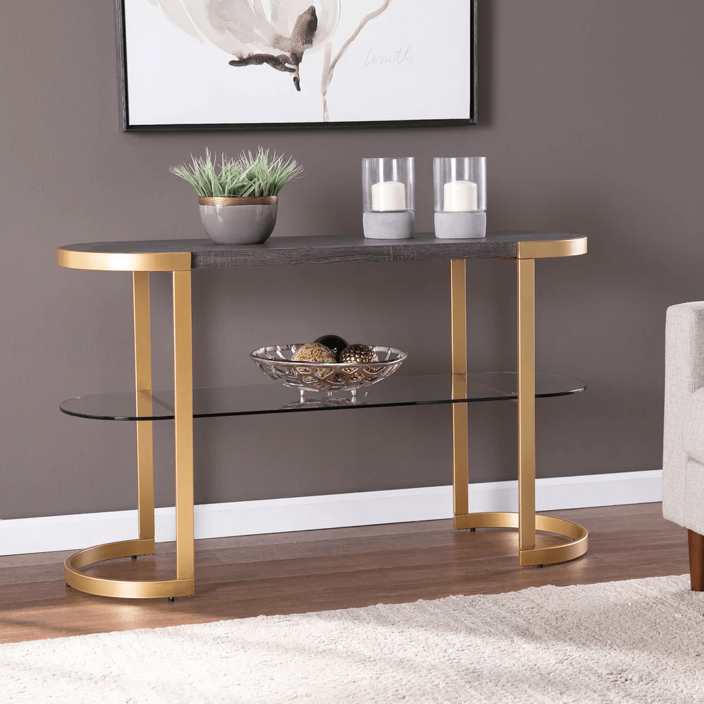Ronak Golden Console Table - Stainless Steel - Luxe Maple