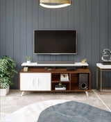 Skido Tv Unit In White & Walnut - Luxe Maple