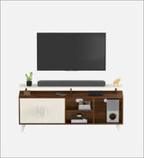 Skido Tv Unit In White & Walnut - Luxe Maple - Luxe Maple