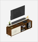 Skido Tv Unit In White & Walnut - Luxe Maple