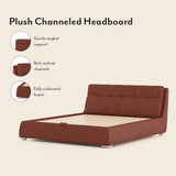 Stanford Premium Upholstered Bed In Leatherette - Luxe Maple - Luxe Maple