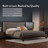 Taskh Solid Wood Non Storage Bed In Walnut Finish - Luxe Maple