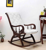 Trance Solid Wood Rocking Chair In Green Suede - Luxe Maple