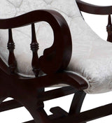 Trance Solid Wood Rocking Chair In Green Suede - Luxe Maple