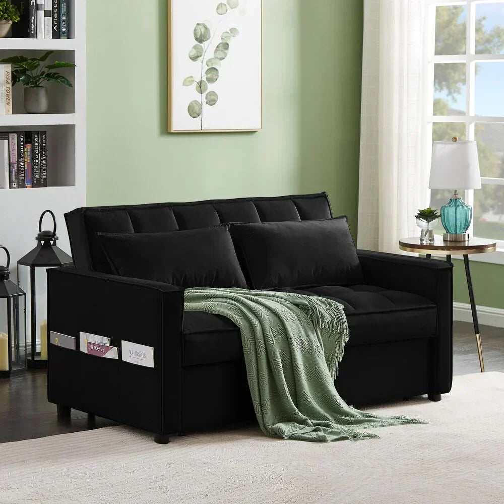 Kelvin Sofa Cum Bed In Suede - Luxe Maple