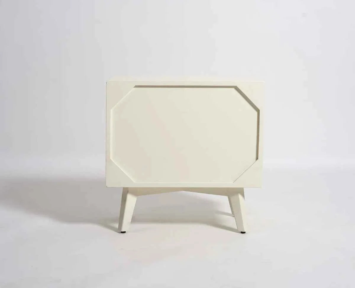 Uniline PU Polished Bedside Table - Luxe Maple