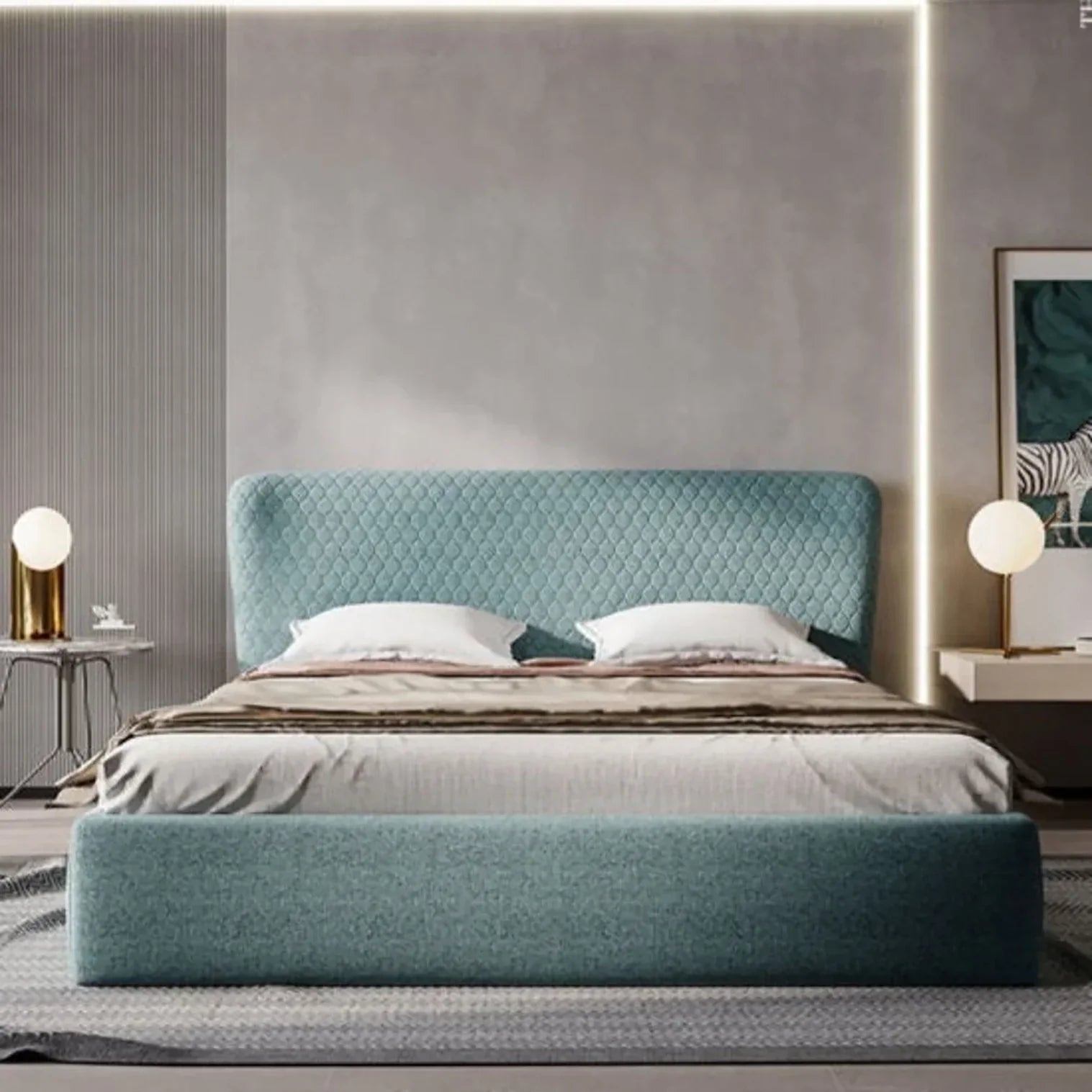 Vivo Luxury Upholstered Bed in Suede | Modern Designer Bed - Luxe Maple