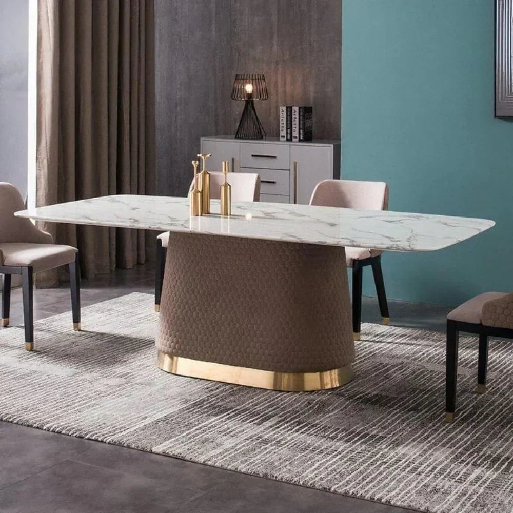Zig Zag Luxury Dinning Table Set In Stainless Steel 304 - Luxe Maple