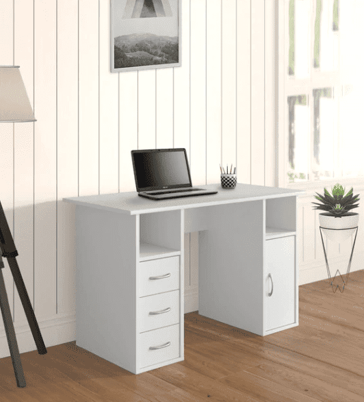 Unicorn Study Table in White Colour - Luxe Maple