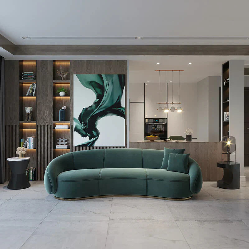 Krish Curved Premium Sofa Set in Suede - Luxe Maple