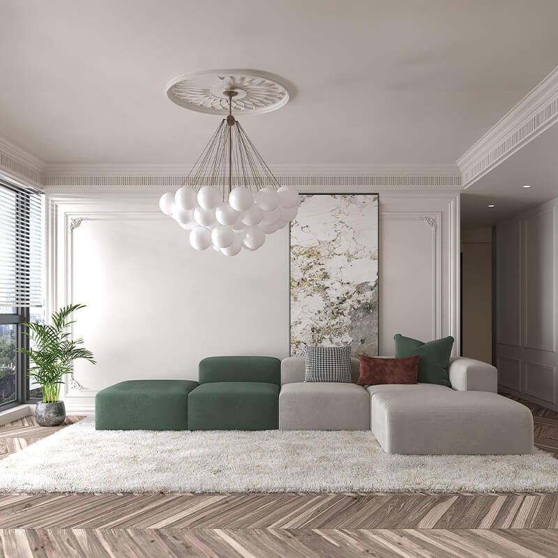 Monaco Luxury Sectional Sofa in Suede - Luxe Maple