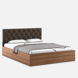 Quilt Plus Luxury Upholstered Bed in Brown Finish - Luxe Maple
