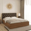 Quilt Plus Luxury Upholstered Bed in Brown Finish - Luxe Maple