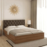 Quilt Plus Luxury Upholstered Bed in Brown Finish - Luxe Maple