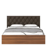 Quilt Plus Luxury Upholstered Bed in Brown Finish - Luxe Maple